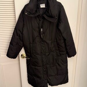 Old Navy Black Long Quilted Puffer Coat